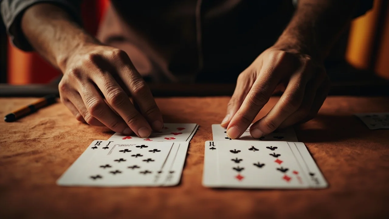 A working desk for sorting pure and impure sequences during a quiet evening hand
